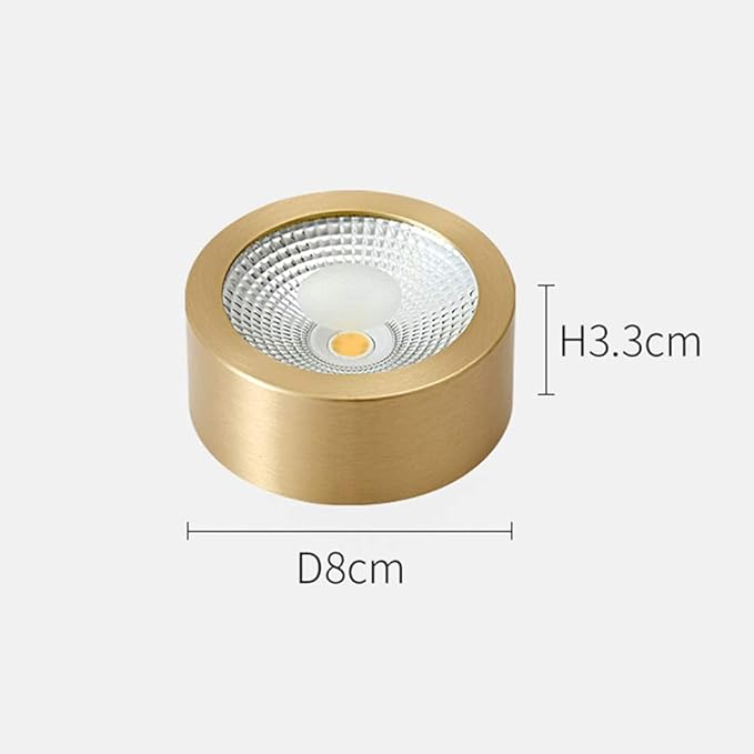 All Copper Ming Mounted Downlight Led Ceiling Light Gold Ultra-Thin Round Free Opening Small Ceiling Spotlights Nordic Aisle Porch Lights Warm Light White Light Natural Light High Brightness