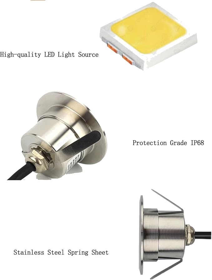 Underground Light LED - DC 12-24V Low Voltage Garden Anti-Glare Stainless Steel Buried Light Underwater LED Spotlight Outdoor Waterproof Embedded Ground Small Lights Source