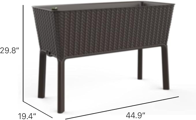 31.7 Gallon Elevated Resin Garden Bed with Self-Watering - Brown