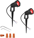 Youngine Pack of 2 12V Low Voltage LED Landscape Lights Waterproof Outdoor Walls Trees Flags Spotlights 5W COB Garden Yard Path Lawn Light with Spike Stand (Red) NO Plug
