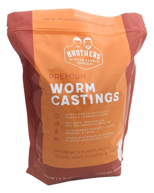 Brothers Worm Farm 10 Pounds Worm Castings (aka Worm Poop). Transform your indoor plants and gardens with a Lab-tested Eco-friendly and All-natural Worm Fertilizer. Safe Non-toxic and High in Benef