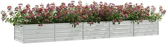 Silver Galvanized Steel Raised Garden Bed 157.5 x 31.5 x 17.7 Inch Outdoor Planter Durable Metal Garden Beds for Vegetables Flowers Herbs