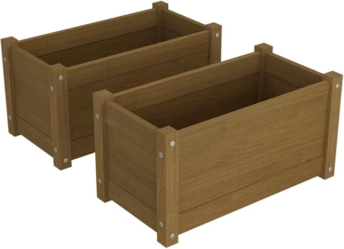 Garden Planters 2 pcs Gardening Box Planter Boxes Horse Trough planters Garden beds Outdoor Suitable for Courtyard Orchard Nursery Corridor Honey Brown 23.6x12.2x12.2 Solid Wood Pine