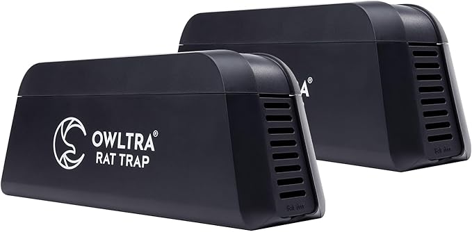 OWLTRA OW-1 Indoor Electric Rat Trap 2PCS Instant Kill Rodent Zapper with Pet Safe Trigger Black
