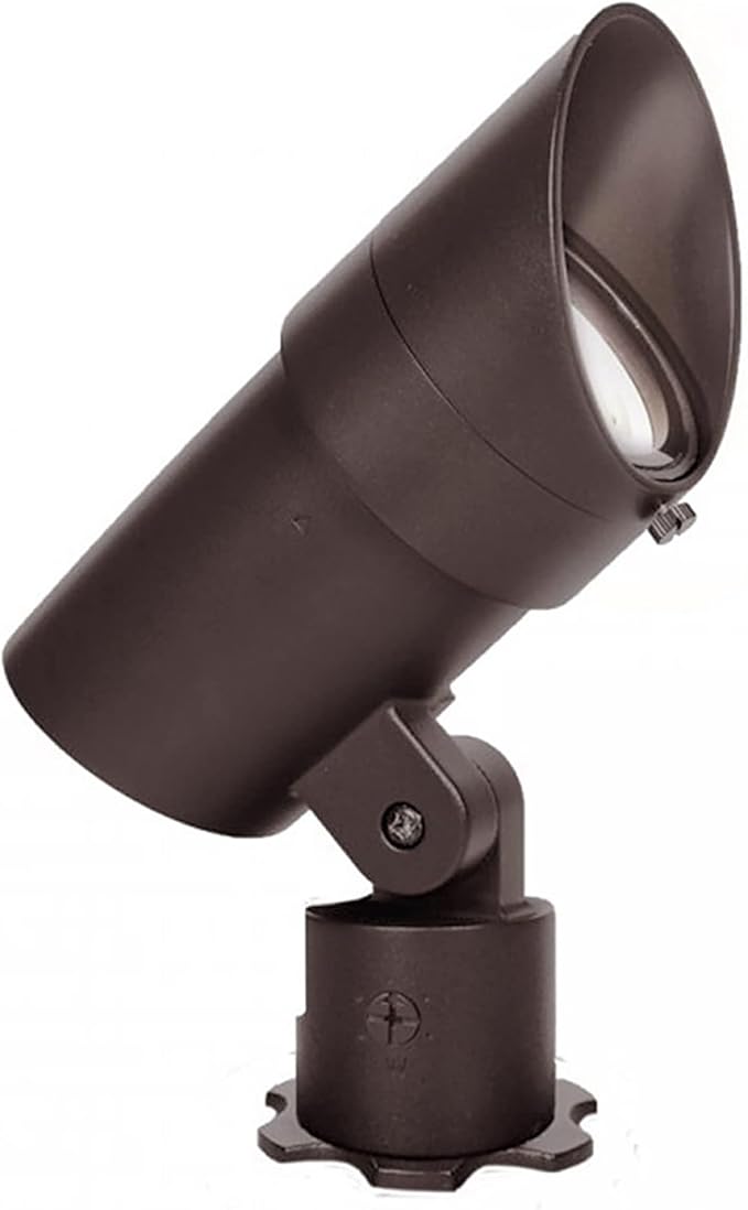 WAC Landscape Lighting LED 120V Line Voltage Large Size Accent Light with Adjustable Beam Angle and Integral Brightness Control 4000K Cool White Built-in LED in Bronze