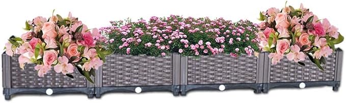 YSUEFIJO Planter Box Outdoor Raised Raised Garden Bed for Vegetables Garden Bed Kit Plastic with Drainage Holes for Flowers Herbs Fruits