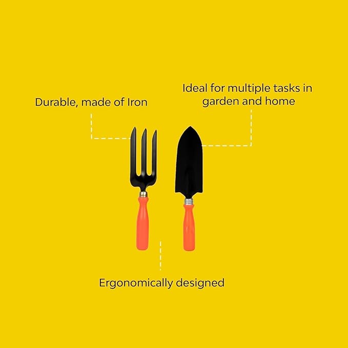 Gardening Tools Kit - 7 Pcs (Cultivator Fork Trowels Weeder Garden Gloves Pruner Cutter) | Gardening Tools Set for Home | Indoor and Outdoor Gardening