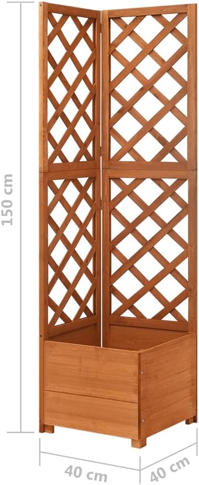 Corner Plant Raised Bed with Trellis Wood Planter Box for Flower Climbing Standing Vertical Outdoor Plant Container for Garden Balcony Patio Yard Porch 15.7x15.7x59