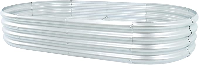 findmall 6x3x1Ft 2 Pack Raised Garden Bed Silver Center with Crossbar Iron Flower Box for Flowers and Greenery Gardening Planting Vegetable Cultivation