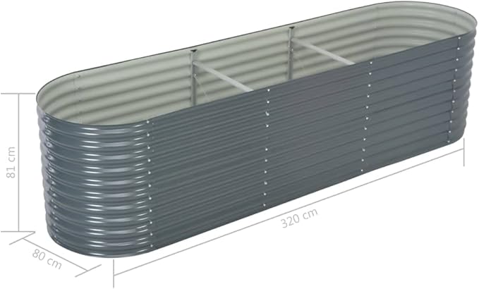 Garden Raised Bed 125.9x31.4x31.8 Galvanized Steel Gray nWeight-67 lbs