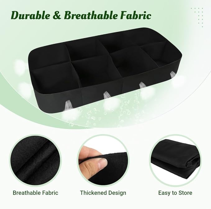 Raised Garden Bed Fabric Planter 128 Gallon 8-Grid Garden Grow Bag Non-Woven Felt For Vegetables &amp Plants