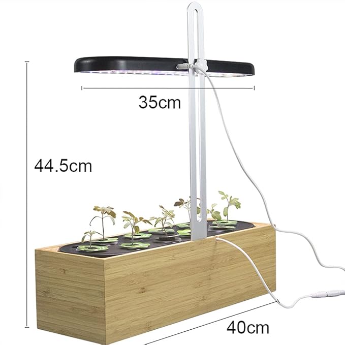 Indoor Gardening Kit Hydroponics Growing System Kit W/LED Plant Grow Light Smart Hydroponics Garden Lights Sprout LED Light Nature Bamboo e Nutrients Seeds Not Included