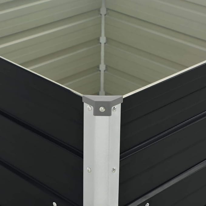 YAFF Raised Garden Bed Anthracite 39.4x39.4x30.3 Galvanized Steel (18.92lbs)