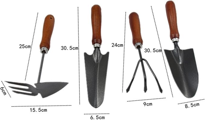 4pcs Handle Garden Tools Set Mini Stoving Varnish Shovel Iron Spade for Planting Transplanting and Weeding Sturdy Lightweight Gardening Essentials for Plant