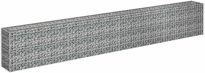 Silver Galvanized Steel Gabion Raised Bed 141.7 x 11.8 x 23.6 Inch Outdoor Planter Box for Garden Patio Balcony with Durable Construction and Easy Assembly