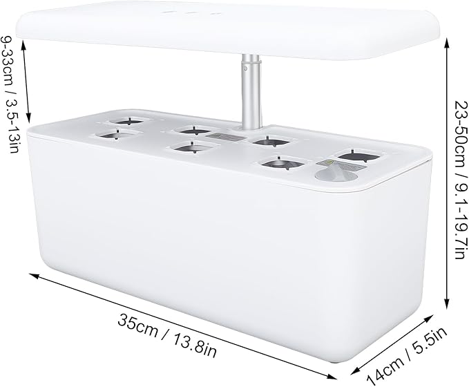 Hydroponics Growing System Kit 7 Pods Indoor Gardening System with 24W Full Spectrum LED Grow Light 3 Smart Light Modes (White)