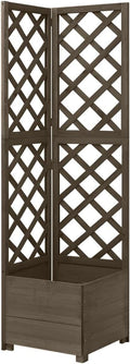 Corner Trellis Planter Grey Solid Fir Wood 15.7x15.7x59.1 in Square Raised Garden Bed for Outdoor Plants Space-Saving Design