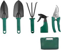 Kisangel Garden Tool Set with Gardening Shovels and Pruning Scissors 5pcs Portable Hand Tools Kit with Carrying Case for Outdoor Planting and Flower Gardening