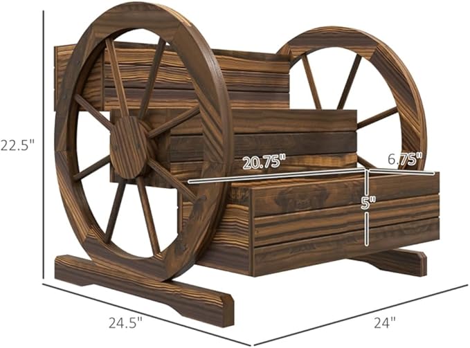 3-Tier Wooden Garden Bed with Wheels – Carbonized Fir Raised Flower Planter for Patio Balcony &amp Yard – Easy Assembly Vintage Style Garden Planter