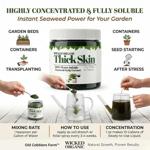 Old Cobblers Farm Wicked Organic Thick Skin – Seaweed Extract Powder Plant Growth Booster (1oz | 2oz) (1 oz)