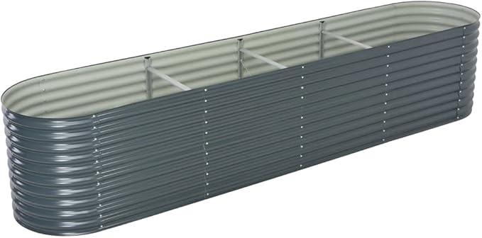SKM Garden Raised Bed 400x80x81 cm Galvanised Steel Grey (Weight-51KG)