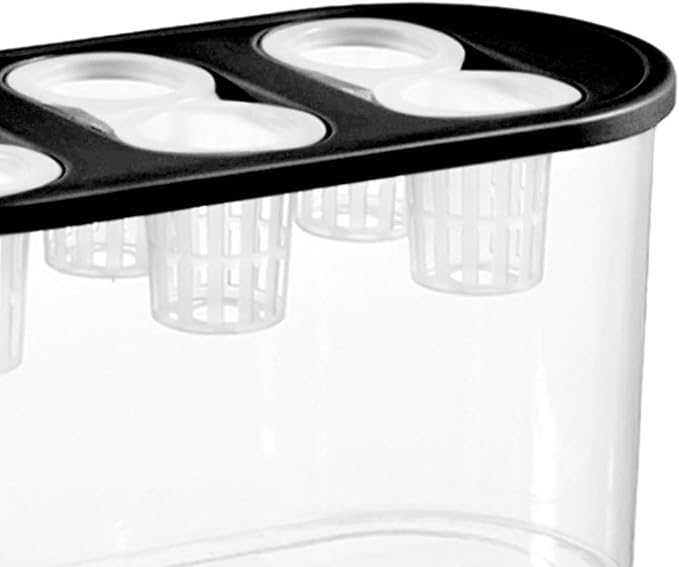Hydroponics Grower Box Desktop Micro Landscape Tank with 6 Holes Indoor Tabletop Mini Aquarium for Vegetables Plants and Fish- Black