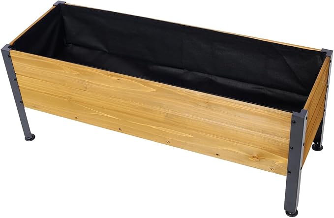 ZeHuoGe Wood Rectangular Garden Planter Box Raised Bed OutdoorPlanters for Outdoor PlantsElevated Herbs Vegetables Flowers Great Patio Deck Balcony