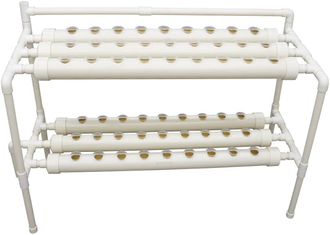 Wall-Mounted Hydroponic Grow Kit 54 Plant Sites Hydroponics Planting System 6 PVC Pipes Hydroponic Gardening Indoor System with 110V Water PumpPlanting SpongeHose