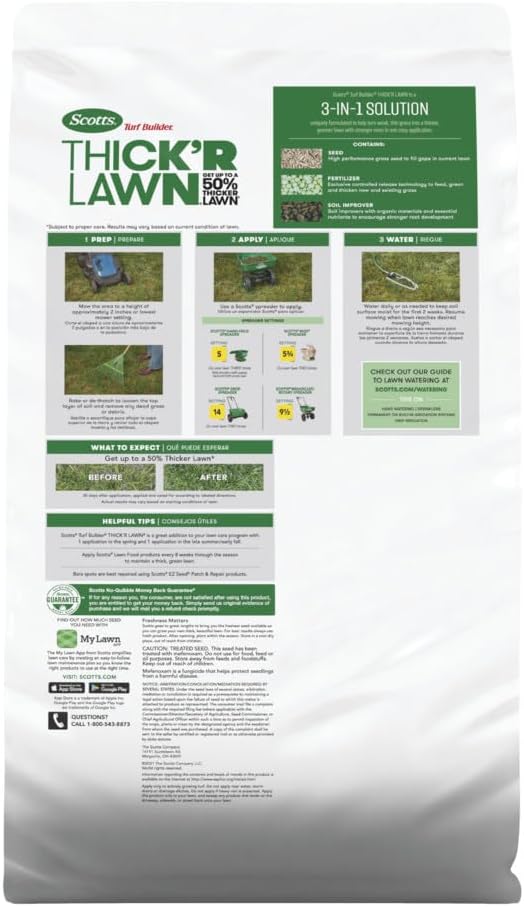Scotts Turf Builder THICK'R LAWN and EZ Seed Patch &amp Repair for Tall Fescue Grass Seed Fertilizer and Soil Improver Bundle