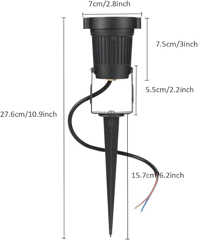 Youngine 12V Outdoor LED Lawn Light Lamps Landscape Spotlight 5W COB Garden Patio Wall Yard Path Decorative Lighting with Spiked Stand Pack of 2 (Cool White)NO Plug