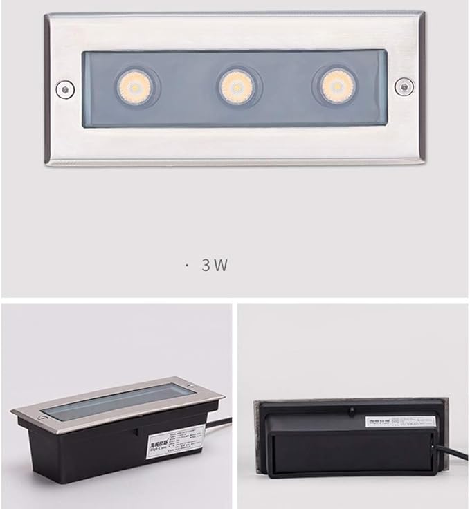 2PCS Rectangle LED Embedded Buried Lamp - Ground Landscape Lights IP67 Waterproof Outdoor AC85-265V LED Beam Spotlight for Staircase Floor Aisle Building Light(White Light6W)