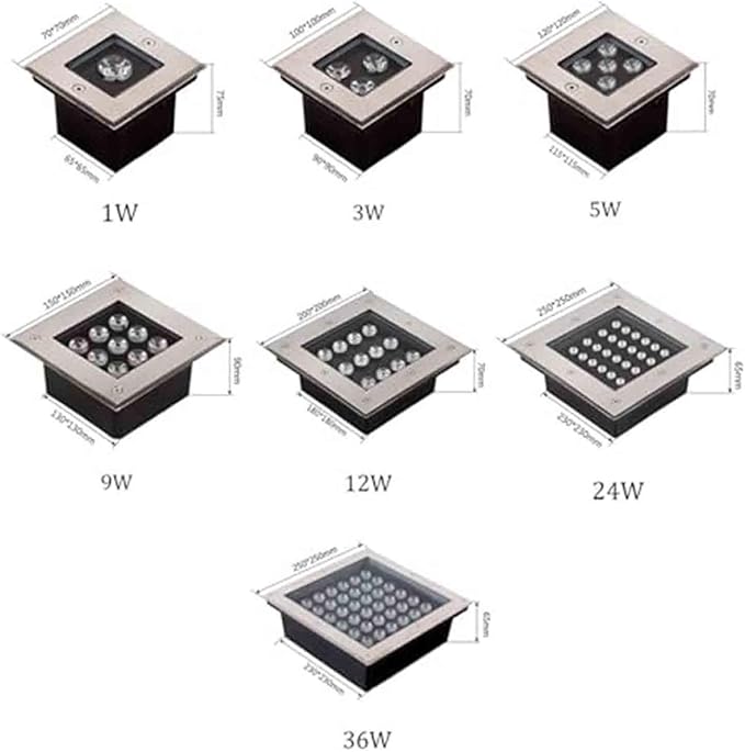 LED Landscape Lights - 85-265V Outdoor SpotlightsSquare Recessed Ground Light IP66 Waterproof Outdoor Buried Lights Ground LED Landscape LightsSpotlight Led Beam Lamp(Green Light3W)