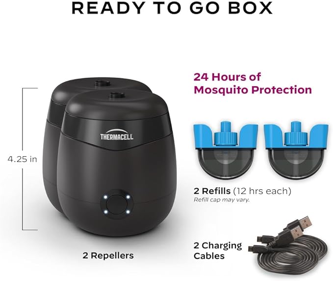 Thermacell E-Series Rechargeable Mosquito Repeller with 20’ Mosquito Protection Zone Bug Spray Alternative Scent Free