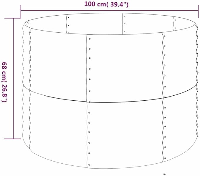 Garden Raised Bed Grey Powder-Coated Steel 39.4x39.4x26.8 in Square Outdoor Planter Box for Vegetables Herbs Flowers Durable