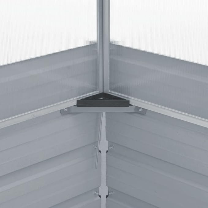 Galvanized Steel Raised Garden Bed with Greenhouse Metal Planter Box with Polycarbonate Mini Greenhouse Green 39.4x39.4x30.3 Galvanized Steel-1151