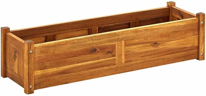 39.4 Acacia Wood Raised Planter Box Rustic Outdoor Elevated Garden Bed for Herbs Vegetables on Patio Balcony Backyard