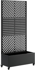 Heavy-Duty Metal Planter Box with Built-in Trellis for Climbing Plants Vegetables and Vines – Rust-Resistant Raised Garden Bed with Drainage and Mobility Features (Black-1)
