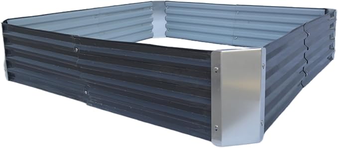 Galvanized Raised Garden Bed Outdoor Metal Quadrilateral Planter Box Deep Root Planters Boxes 3.93ft x 3.93ft Suitable for Plants Flowers Vegetables Herbs Fruits Dark Grey
