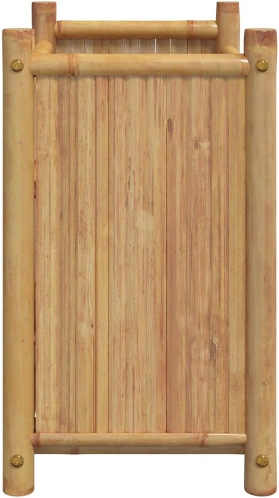 Bamboo Rectangular Raised Planter Box Outdoor 11.8x19.7x19.7 in Medium Elevated Garden Bed w Decorative Inlays for Patio Balcony &amp Veggie Flower Use