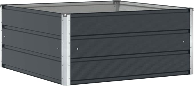 Steel Raised Garden Bed for Gardening Metal Planter Box for Vegetables Fruits Flowers 39.37 x 39.37 x 17.72 in Anthracite -445