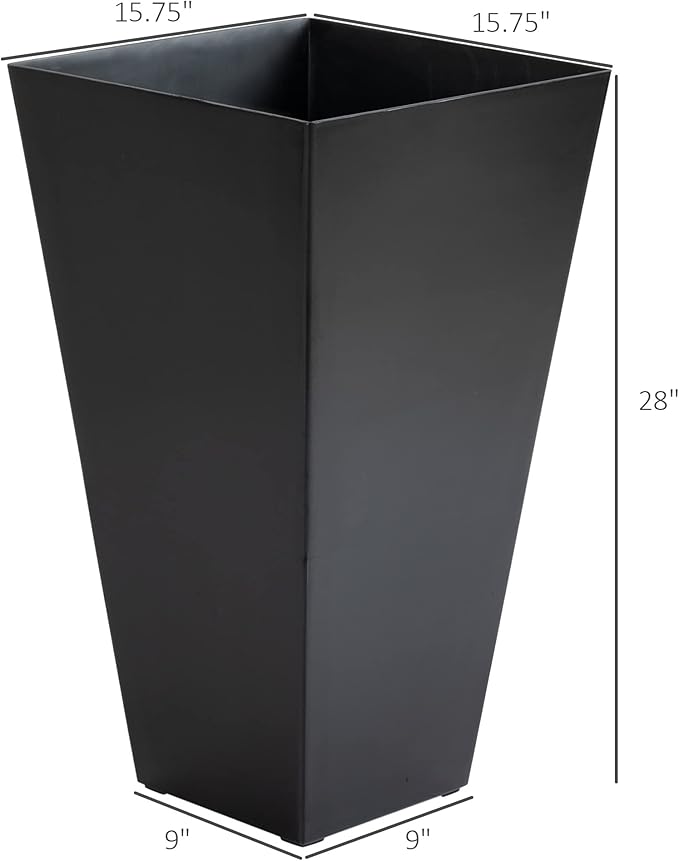 Set of 3 Tall with Drainage Hole 28 Outdoor Flower Pots Indoor for Porch Patio and Deck Black