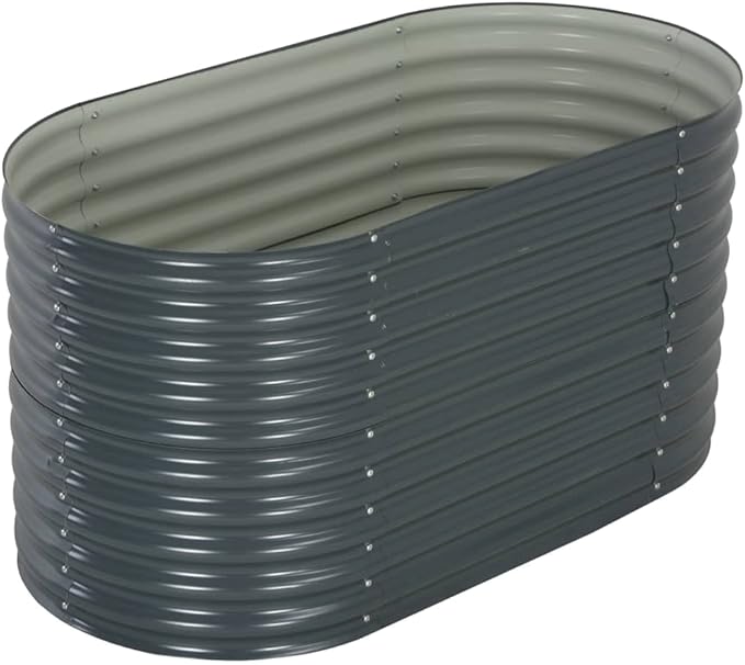 Garden Raised Bed 62.9x31.4x31.8 Galvanized Steel Gray