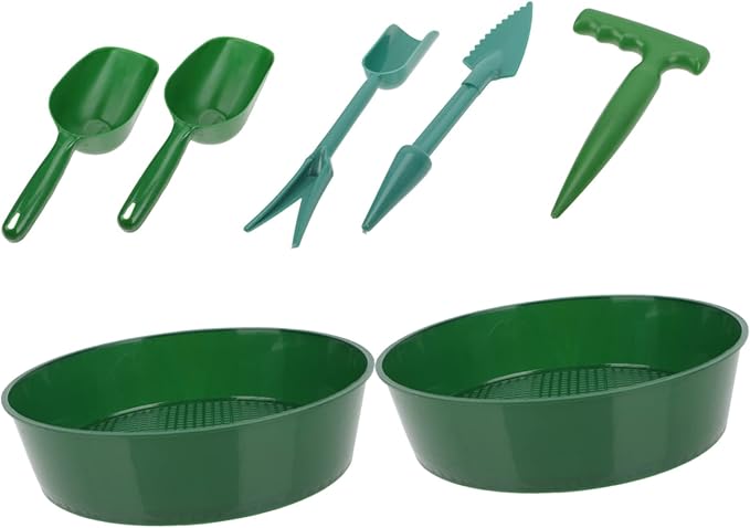 1set Garden Tool Kit Portable Sifter and Shovel for Soil Cultivation Includes Soil Screens Shovels Transplanting Tool and Puncher Lightweight and Gardening Hand