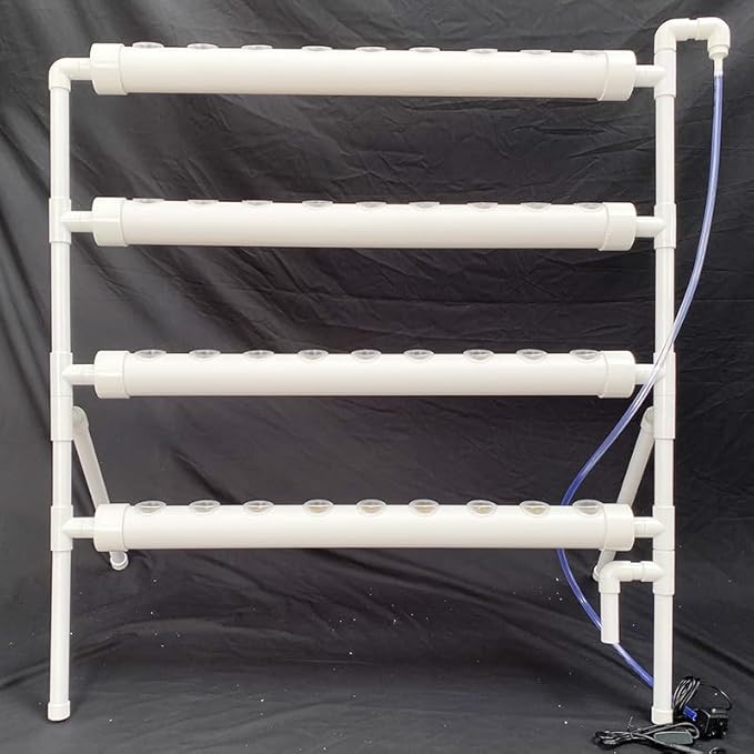Hydroponics Growing System Kit36 Sites PVC-Pipe Vertical Hydroponic Garden Planting Vegetables and Herbs Growth Cultivation Equipment with PumpTimerPlanting BasketGrow Sponges