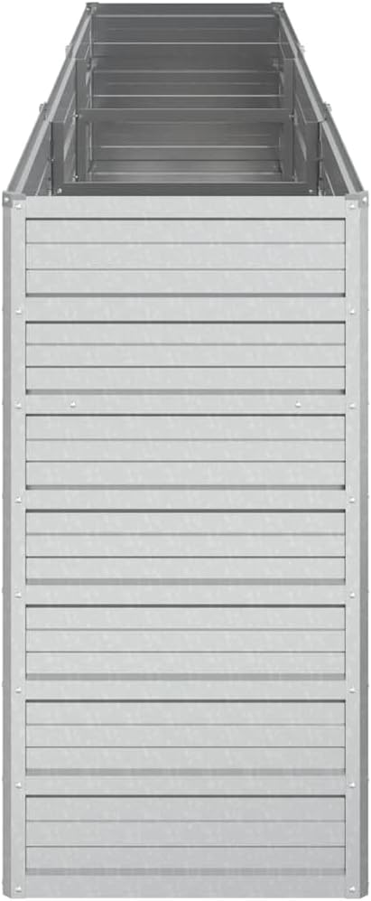 Silver Galvanized Steel Raised Garden Bed 94.5x15.7x30.3 Inch Rectangular Planter Box for Outdoor Vegetables Herbs Flowers Durable Metal Garden Bed