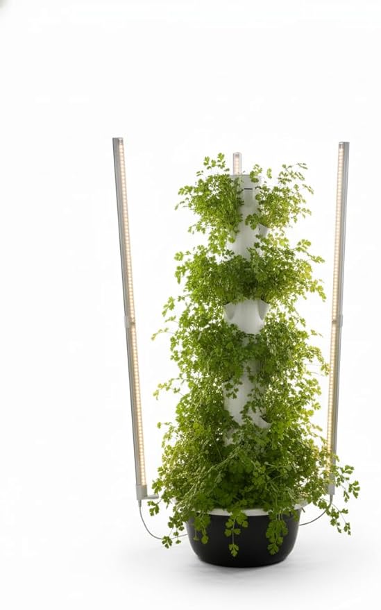 7-Tier Vertical Hydroponic Tower Garden 28-Plant Indoor Growing System with Full Spectrum LED Lights &amp Quiet Water Pump Smart Timer for Herbs &amp Vegetables