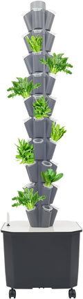 50 Pots Hydroponic Tower Growing System 10 Layers Movable Vertical Hydroponics Tower Garden Growing System Space Saving Indoor Plants Smart Garden for Gardening Lover
