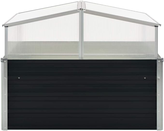 Garden Raised Bed with Greenhouse Outdoor Planting Boxes Suitable for Indoor and Outdoor Flowers and Plants 39.4x39.4x33.5 Anthracite