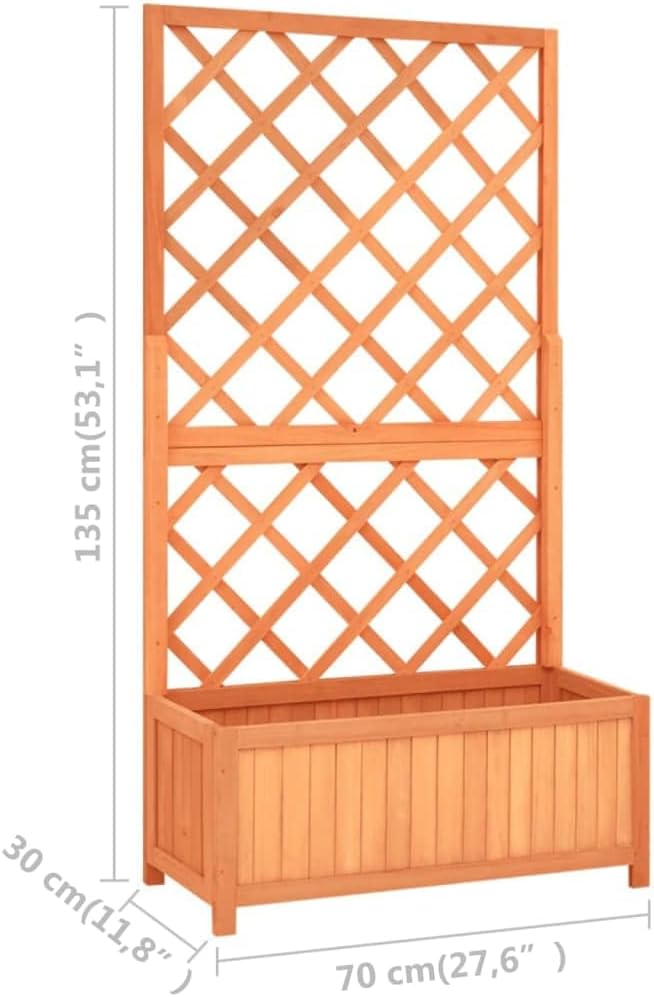 Garden Trellis Planter Wood Planter with Trellis Planter Box with Trellis Raised Garden Bed Outdoor for Plants Hanging Flower Baskets Brown 27.6x11.8x53.1 Solid Firwood