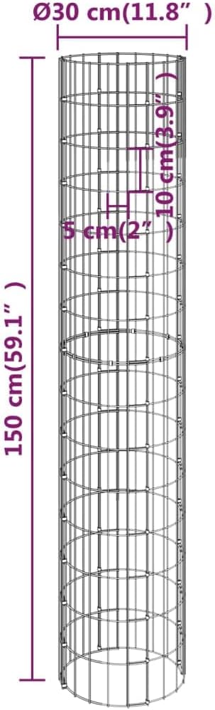 4-Pack Circular Gabion Raised Planter 11.8 x 11.8 x 78.7 in Galvanized Steel Garden Bed Tower Outdoor for Flowers Herbs Vegetables Patio or Yard